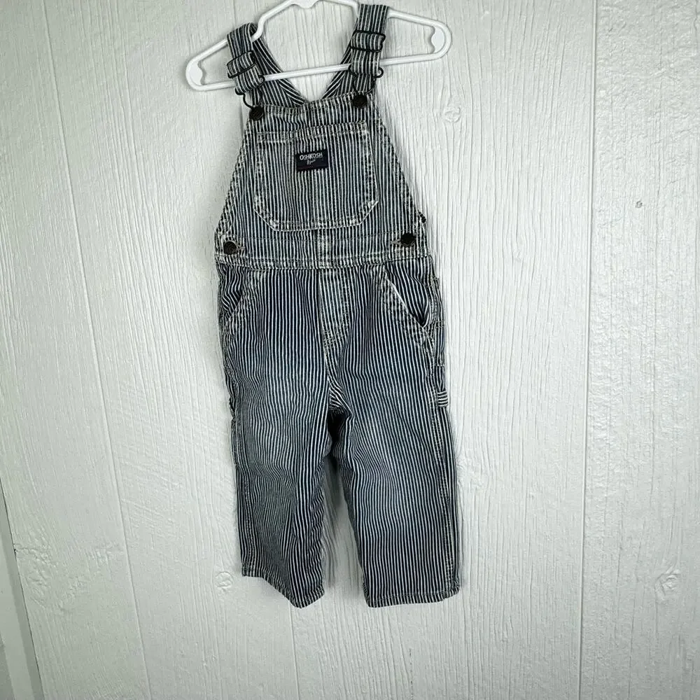 OshKosh B'Gosh Vestbak Overalls Railroad Train Conductor Overalls Size 18M